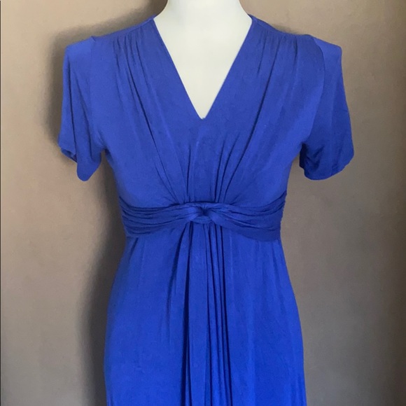 Empire Waist Short Sleeve Blue Maxi Dress - Picture 1 of 2